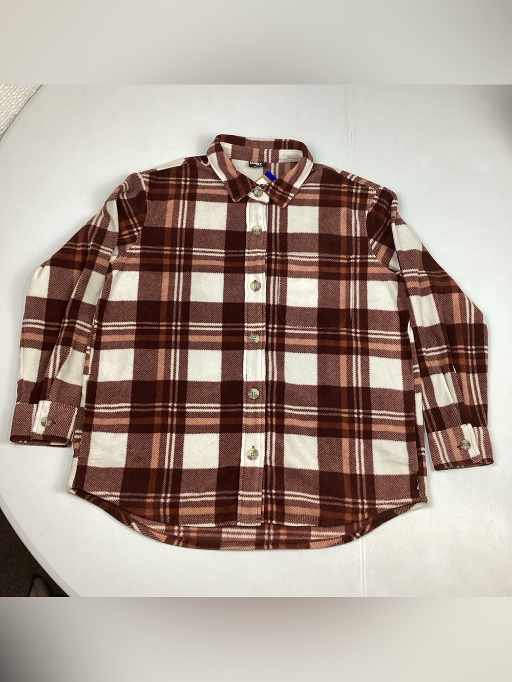 Eddie Bauer Microfleece Shacket Shirt Button Front Brown Women’s Large NEW!